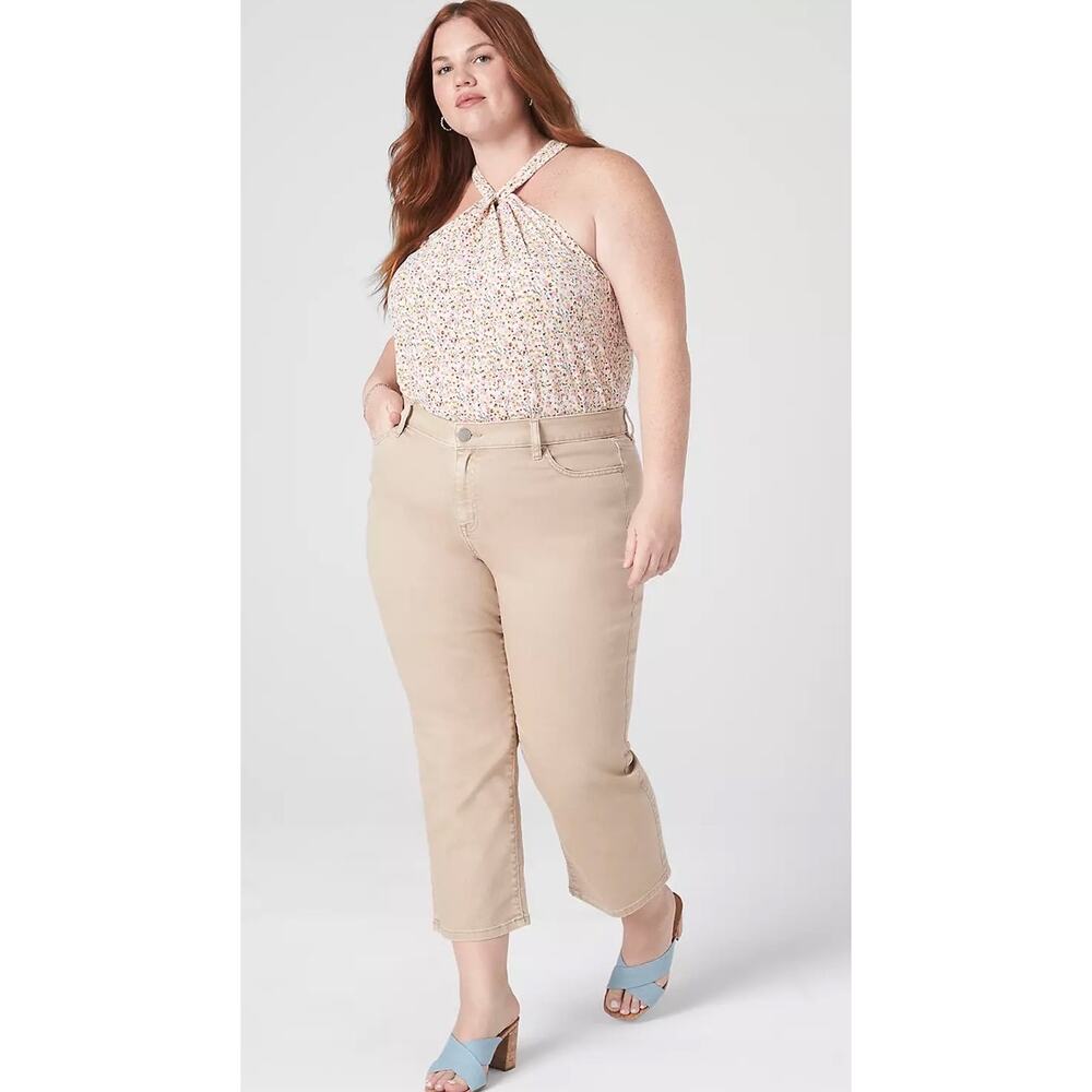 Lane Bryant New Mid Rise Signature Straight Crop Jeans Plus 22 Tan Khaki